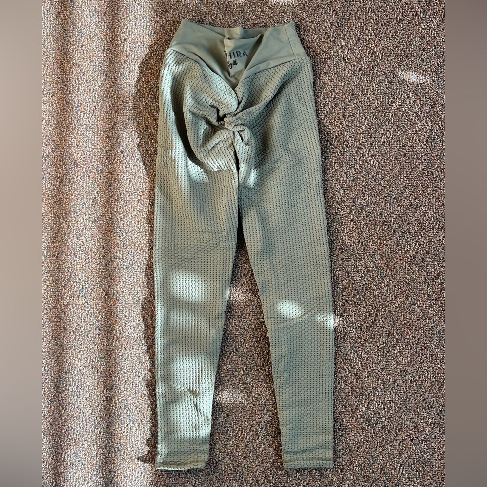 High-Waisted Textured Leggings - Green